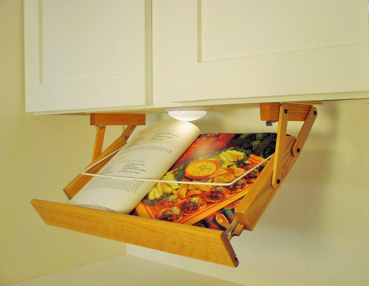 Our DIY Under the Cabinet Cook Book Holder - Beneath My Heart