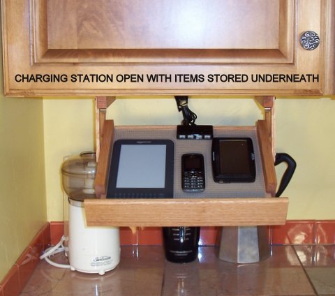 ultimate kitchen storage charging station..a bright idea in kitchen